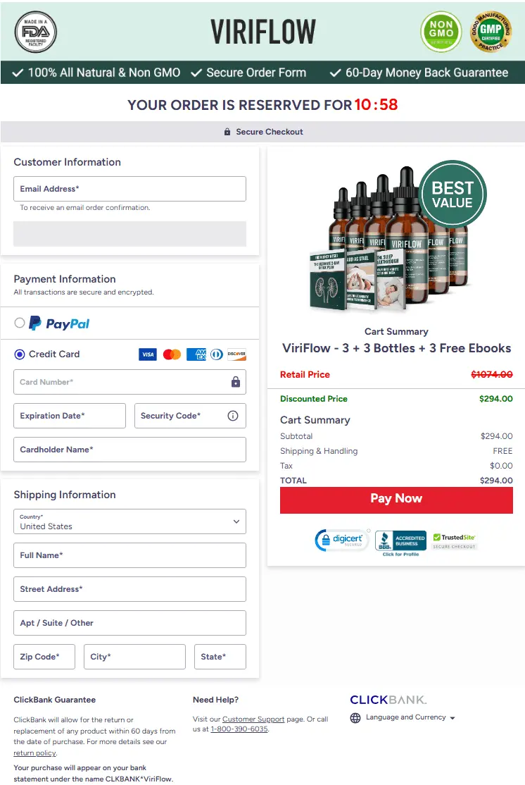 ViriFlow-checkout-page